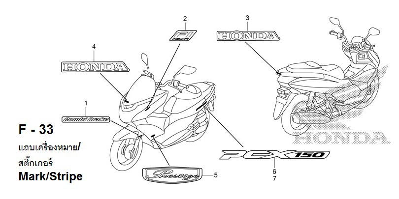 Moto TH - Honda PCX150 (2012) Parts - THE MARKS / LABELS